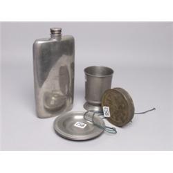 Four Old ITems Pewter & Circular Seal Tin