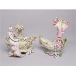 Two German Bisque Figural Bowls 