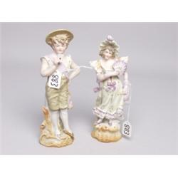 Pair Antique German Bisque Figures