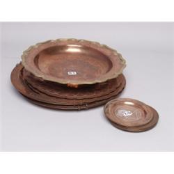 10 Items Sterling Inlaid Copper Dishes