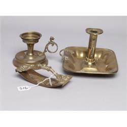 Two Antique Brass Candlestands