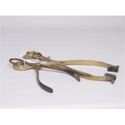 Two Antique Brass Fire Tongs
