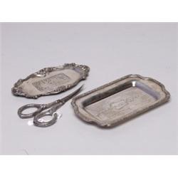 2 Sterling silver Pin Trays & Scissors
