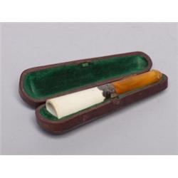 Meerschaum Amber & Silver Cigar Holder