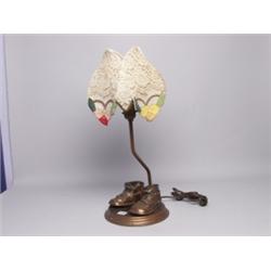 Vintage Bronzed Baby Shoes Lamp