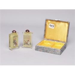 Two Cased Reverse Painted Snuffs