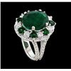 Image 4 : 5.92 ctw Emerald, Tsavorite and Diamond Ring - 14KT White Gold