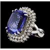 Image 1 : 16.64 ctw Tanzanite and Diamond Ring - 14KT White Gold