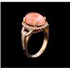 Image 4 : 5.70 ctw Pink Coral and Diamond Ring - 14KT Rose Gold