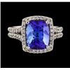 Image 2 : 4.36 ctw Tanzanite and Diamond Ring - 14KT White Gold