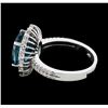 Image 3 : 7.16 ctw Blue Zircon and Diamond Ring - 14KT White Gold