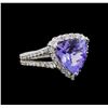 Image 1 : 14KT White Gold 4.78 ctw Tanzanite and Diamond Ring
