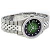 Image 9 : Rolex Stainless Steel Green Vignette Diamond DateJust Men's Watch