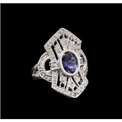 1.84 ctw Tanzanite and Diamond Ring - 14KT White Gold