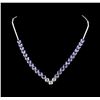 Image 1 : 14KT White Gold 16.08 ctw Tanzanite and Diamond Necklace