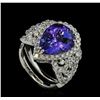 Image 4 : 6.63 ctw Tanzanite and Diamond Ring - 14KT White Gold