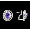 Image 2 : 14KT White Gold 5.42 ctw Tanzanite and Diamond Earrings