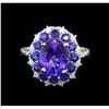 Image 2 : 14KT White Gold 3.54 ctw Tanzanite, Sapphire and Diamond Ring