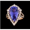 Image 2 : 8.62 ctw Tanzanite and Diamond Ring - 14KT Rose Gold