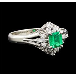 0.32 ctw Emerald and Diamond Ring - Platinum