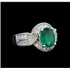 Image 1 : 14KT White Gold 2.07 ctw Emerald and Diamond Ring