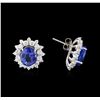 Image 2 : 14KT White Gold 5.82 ctw Tanzanite and Diamond Earrings