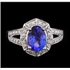 Image 2 : 1.79 ctw Tanzanite and Diamond Ring - 14KT White Gold