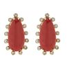 Image 1 : 9.07 ctw Coral and Diamond Earrings - 14KT Yellow Gold