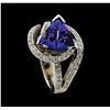 Image 4 : 4.10 ctw Tanzanite and Diamond Ring - 14KT White Gold