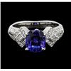 Image 4 : 3.00 ctw Tanzanite and Diamond Ring - 18KT White Gold