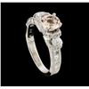 Image 4 : 0.64 ctw Morganite and Diamond Ring - 18KT White Gold