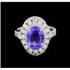 Image 2 : 3.30 ctw Tanzanite and Diamond Ring - 14KT White Gold