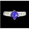 Image 2 : 1.23 ctw Tanzanite and Diamond Ring - 18KT White Gold