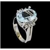 Image 4 : 5.01 ctw Aquamarine and Diamond Ring - 14KT White Gold
