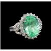 Image 1 : GIA Cert 9.80 ctw Emerald and Diamond Ring - 14KT White Gold
