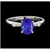 Image 2 : 1.30 ctw Tanzanite and Diamond Ring - 14KT White Gold