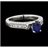 Image 1 : 1.01 ctw Sapphire and Diamond Ring - 14KT White Gold