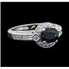Image 1 : 1.51 ctw Sapphire and Diamond Ring - 18KT White Gold