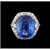 Image 2 : GIA Cert 17.78 ctw Blue Sapphire and Diamond Ring - 14KT White Gold