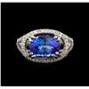 Image 2 : 14KT White Gold 4.14 ctw Tanzanite and Diamond Ring