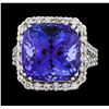 Image 2 : GIA Cert 14.91 ctw Tanzanite and Diamond Ring - 14KT White Gold