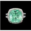 Image 2 : GIA Cert 7.73 ctw Emerald and Diamond Ring - 14KT White Gold