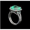 Image 4 : GIA Cert 7.73 ctw Emerald and Diamond Ring - 14KT White Gold
