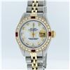 Image 1 : Rolex Two-Tone Mother Of Pearl Diamond and Ruby DateJust Ladies Watch