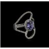 Image 1 : 1.50 ctw Tanzanite and Diamond Ring - 14KT White Gold