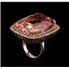 Image 4 : GIA Cert 60.22 ctw Morganite and Diamond Ring - 14KT Rose Gold