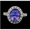 Image 2 : 5.77 ctw Tanzanite and Diamond Ring - 14KT White Gold
