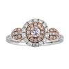Image 1 : 0.16 ctw Pink and White Diamond Ring - 18KT Rose and White Gold