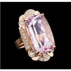 31.26 ctw Kunzite and Diamond Ring - 14KT Rose Gold