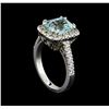 Image 4 : 2.32 ctw Aquamarine and Diamond Ring - 14KT White Gold